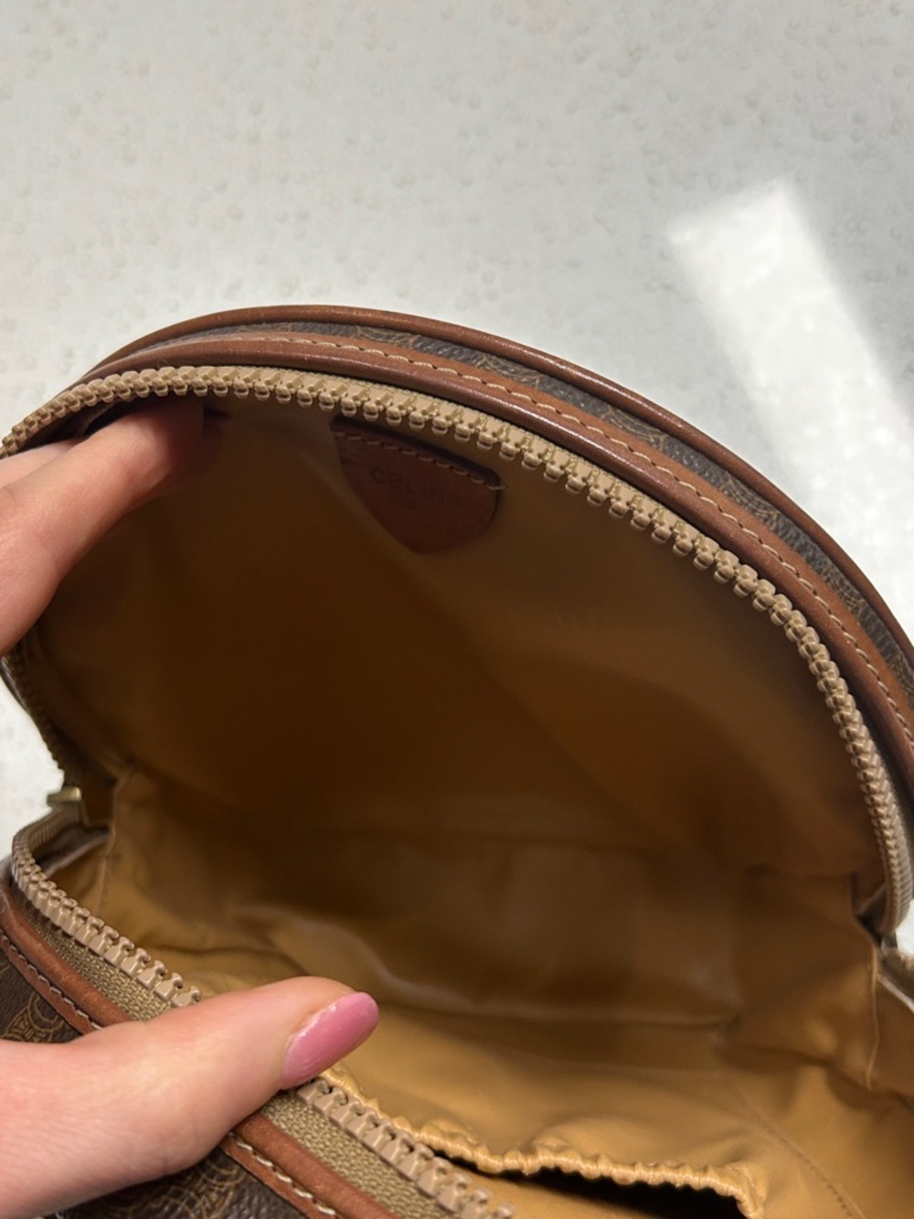 Authentic CELINE Macadam Canvas Shoulder Bag PVC Leather Brown Gold - Picture 8 of 11